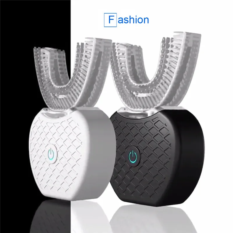 Автоматическая звуковая электрическая зубная щетка 360 градусов интеллектуальная u-образная 4 режима зубная щетка usb зарядка отбеливание зубов синий светильник