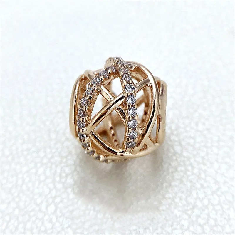 Fits Pandora Bracelet Gold Galaxy Charm with Clear Cz Original Beads