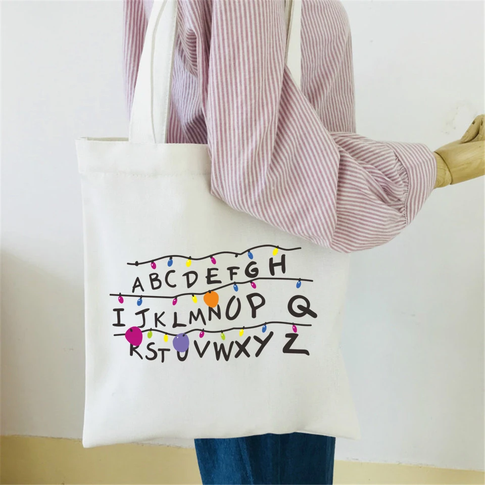 Frdun Tommee странные вещи сумка на плечо холщовая хлопковая забавная ABCD Алфавит женская летняя сумка Модная студенческая сумка в студенческом стиле