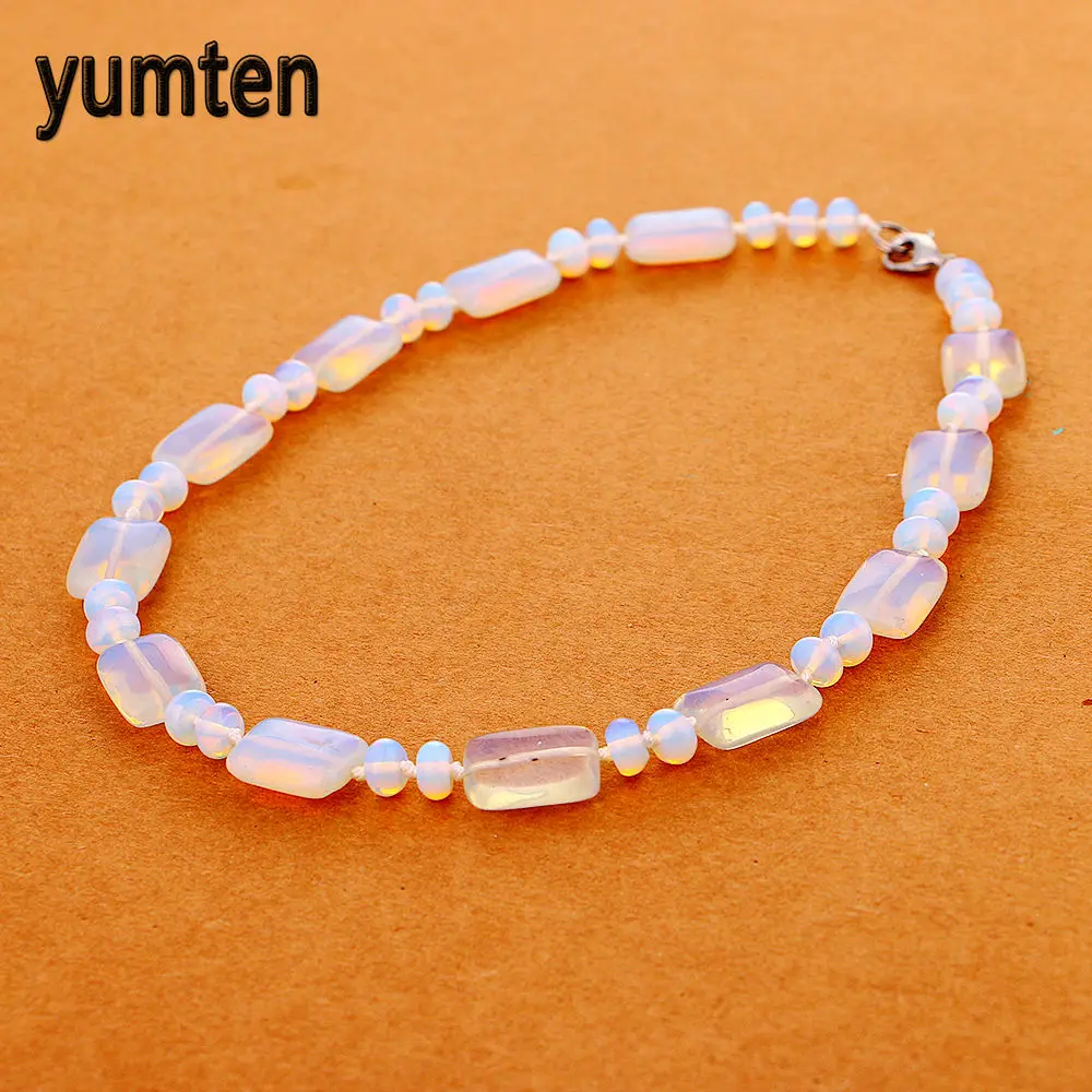 

Yumten Opal Power Necklace Square Natural Stone Crystal Women Jewelry Vintage Unicornio Acesorios Uncharted Teen Wholesale 5 PCS