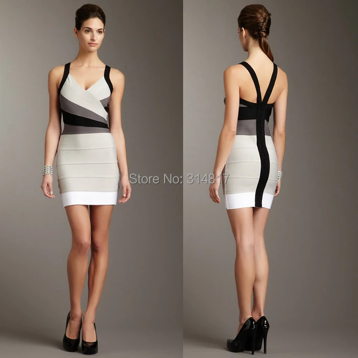 2014 NEW Women Sexy V Neck Strap Backless Slim Bodycon Banquet Party Dress [H685-M-H685-XS] | Женская одежда