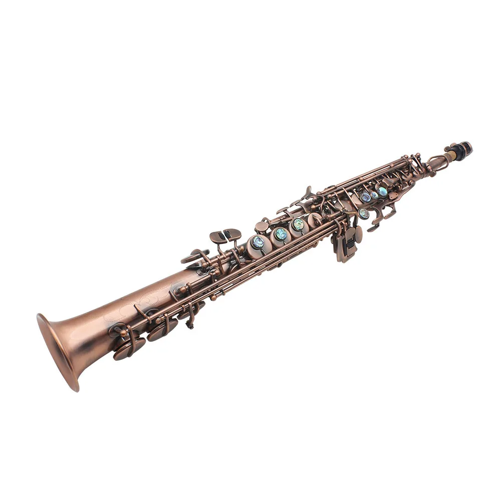 Brass Lacquered Straight Soprano Saxophone High F# G key WSS-650 saxophones