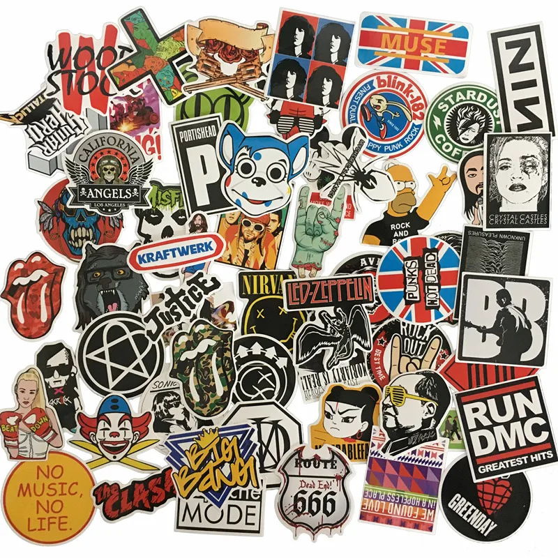 

60pcs/lot mix OG Style Retro Classic Band sticker Notebook refrigerator skateboard trolley case decals backpack Tables