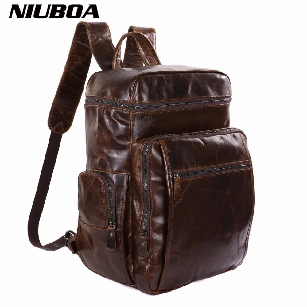Men's Backpack Fashion Genuine Leather Backpack Brand Laptop Leather Backpack Top Quality Big Travel Backpack Bag