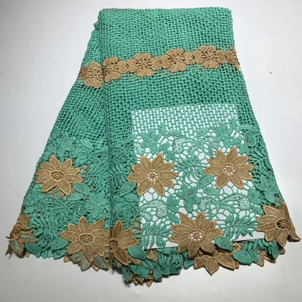 

African lace fabric 5yds/pce two color stones cotton material fabrics women gorgeous luxury party event show dress 2019 new
