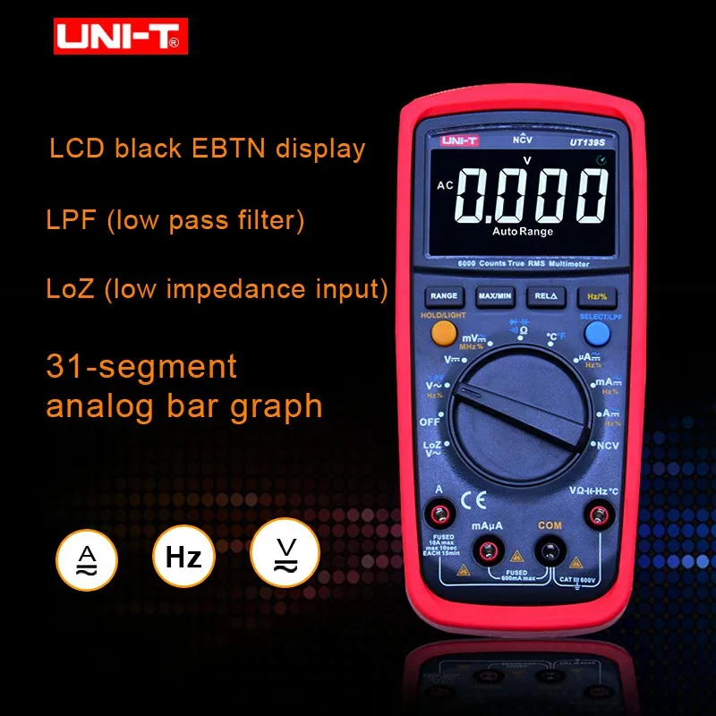 UNI T UT139S Digital Multimeter Auto Range True RMS Temperature Probe