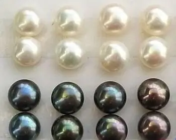 

Leader Sales New-Hot Sale Free Shipping 8 pcs&gt; Wholesale 8-pairs 8-9 MM TAHITIAN WHITE black pearl earrings