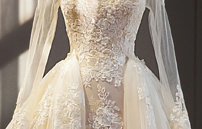 Waulizane шикарные свадебные платья из органзы изысканная вышивка аппликации o-образным вырезом 2 в 1 Съемный Поезд свадебное платье на заказ