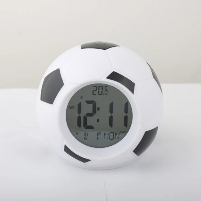 Digital Temperature LED Display Alarm Clock Sounds Control Football