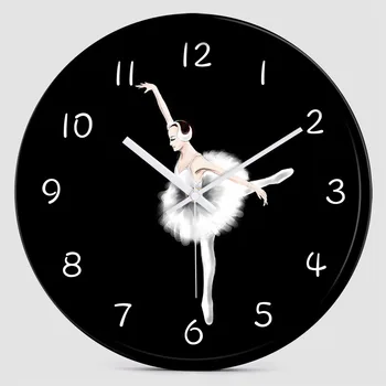 

Fashion Ballet Girl Wall Clock Durable Modern Black Charming Ballerina Wall Clock Living Room Wall Decoration Duvar Saat 50w219
