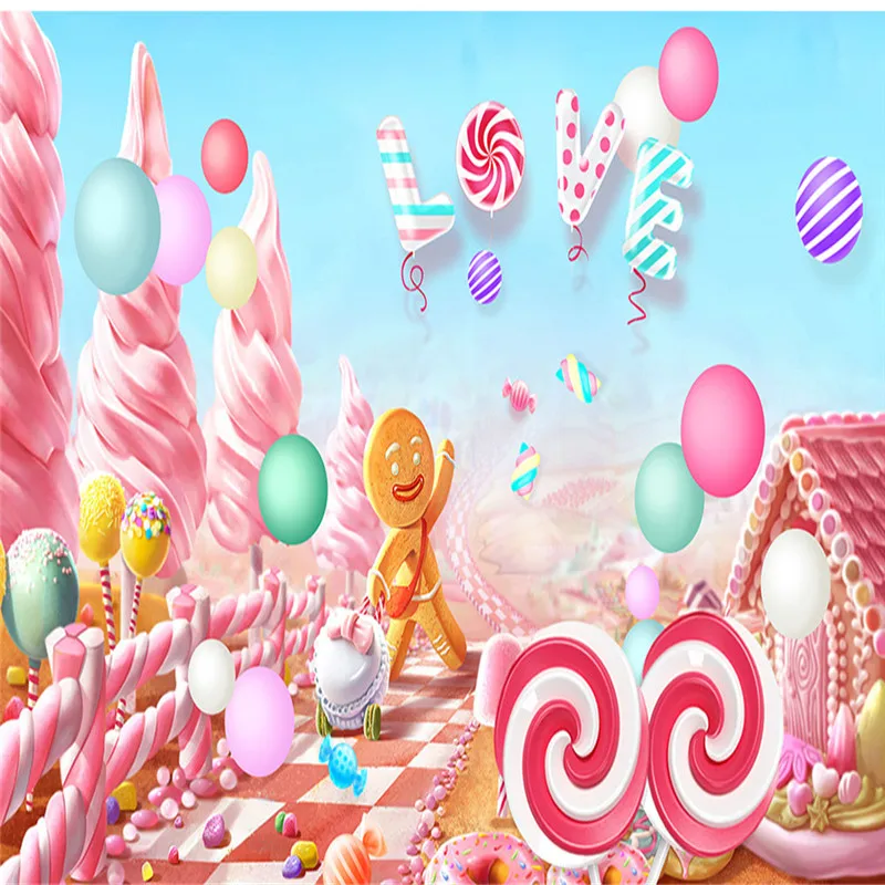 ピンクのロリポップの写真の壁紙 子供の寝室の壁の装飾のための美しい漫画の壁紙 リビングルームの女の子と男の子のための家の装飾