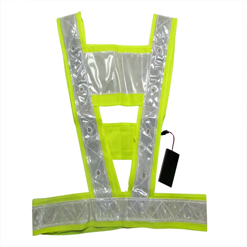 

16 LED Light Up Safety Vest With Reflective Stripes Tactical Vest Neon Lime V Clothing Safety Belt Work Cloth 56*50Cm