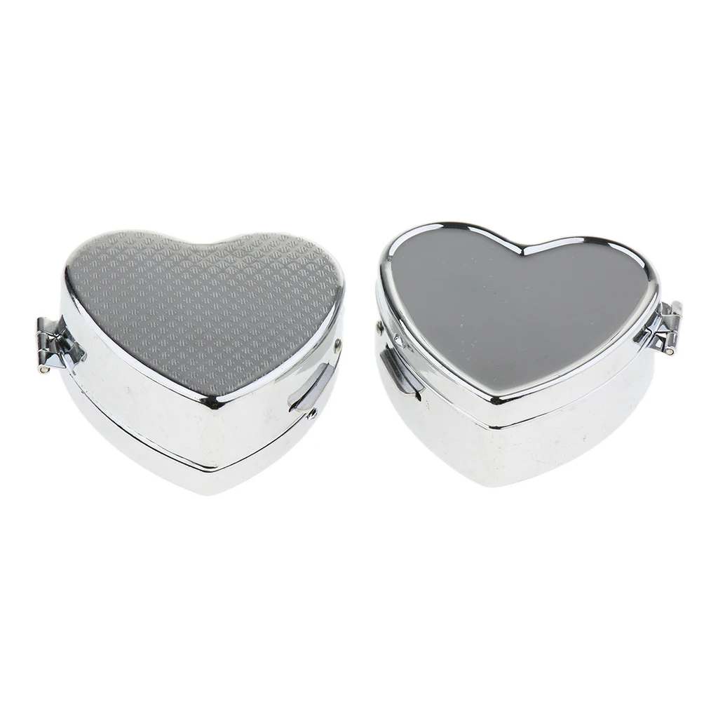 2pcs Metal Pill Box Holder Rectangle Medicine Vitamin Organizer Pill case for Purse Pocket (2 Compartments)