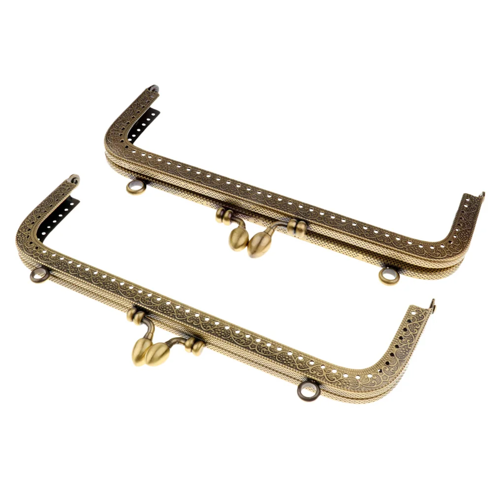2xMetal Purse Frame Clutch Bag Kiss Clasp Rectangle Lock DIY Craft Handmade