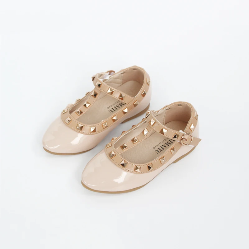 

New Arrival 2019 Autumn Little Girls Nude Sandal Stud Shoes For Girl Princess Slip-on Dance Shoes Kid Rock Studded Shoe