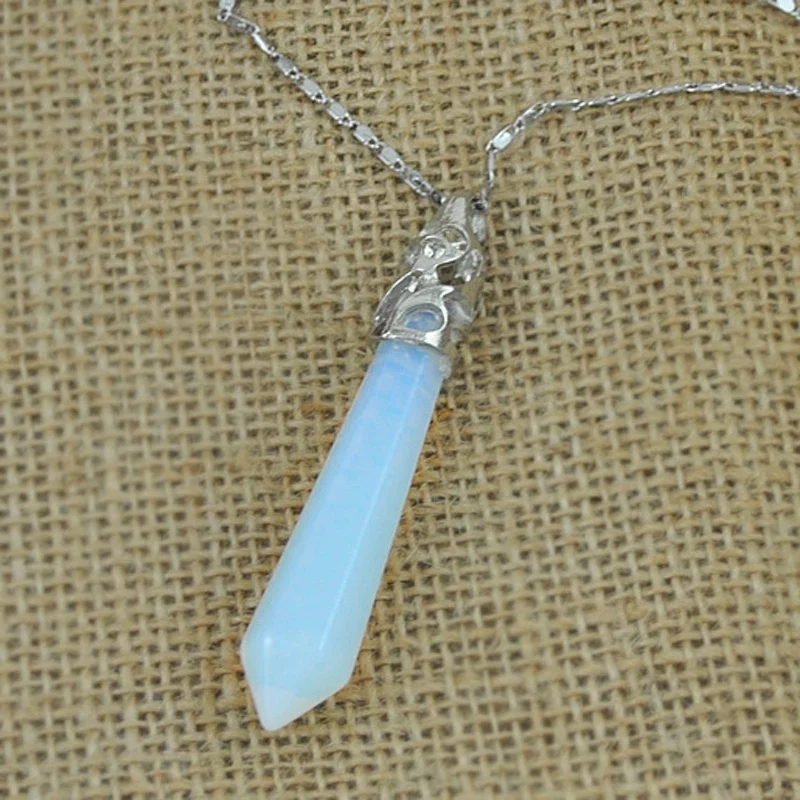 

1 Pcs Fashion Natural Necklace Stone Opal Hexagonal Pointed Pendant Craft Gift Charms Christmas for Women Sweater Jewelry