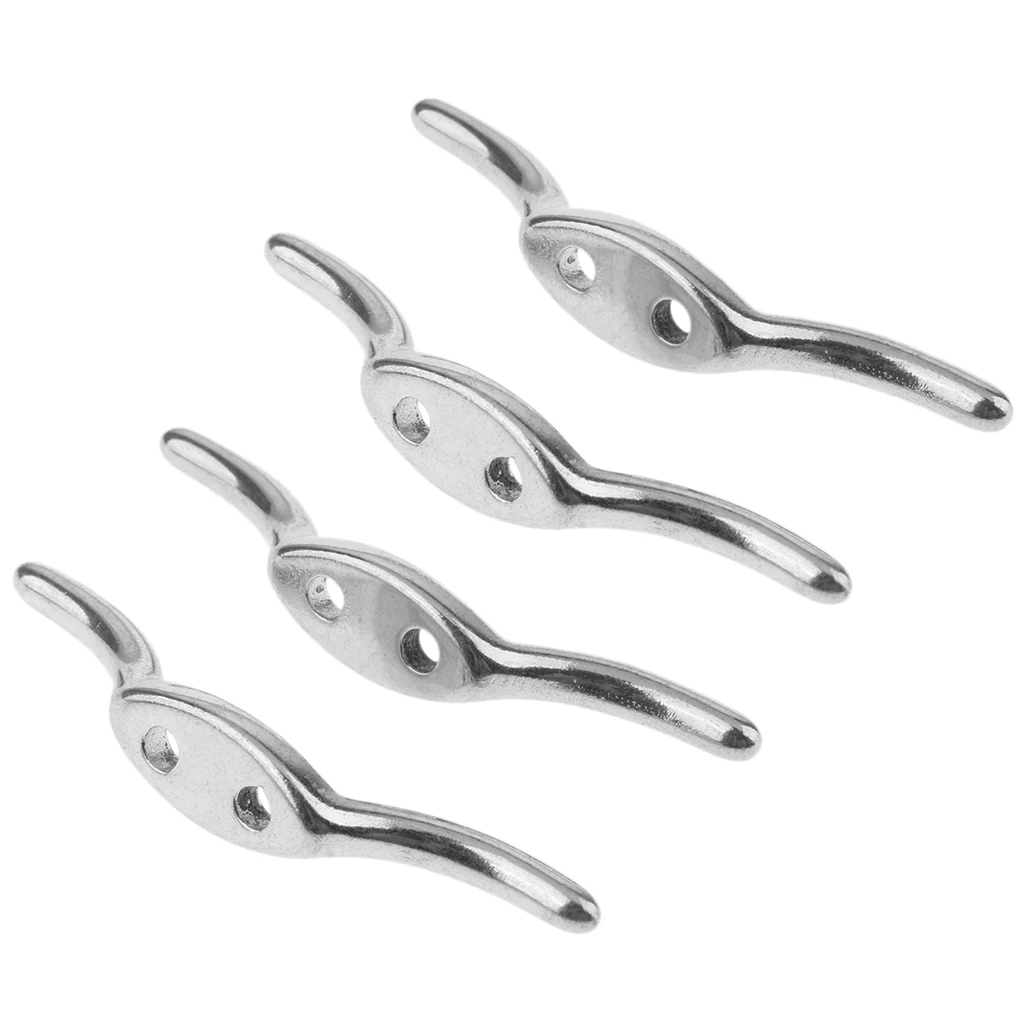 4Pcs Stainless Steel Rope Cleat Deck Mooring Marine Line Flag Anchor 67mm 4Pcs Stainless Steel Rope Cleat Deck Mooring Marine Line Flag Anchor 67mm