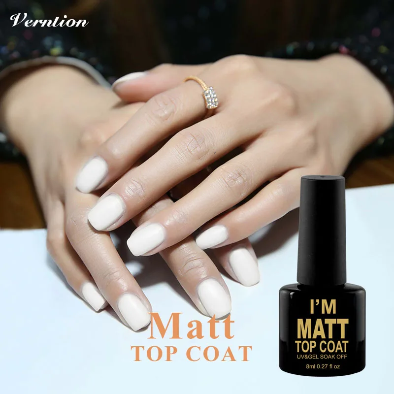 Verntion 8ml Lacquer Matt Gel Varnish Matte Top Coat Gel Polish Nail