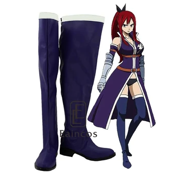 

Anime Fairy Tail Erza Scarlet Blue Cosplay Shoes Boots Customized Size