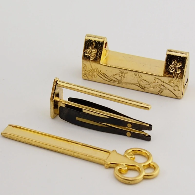 Alloy Antique Bronze Chinese Old Decorative Lock Jewelry Chest Box Lock Padlock for Wooden Wood Suitcase Drawer Cabinet 4