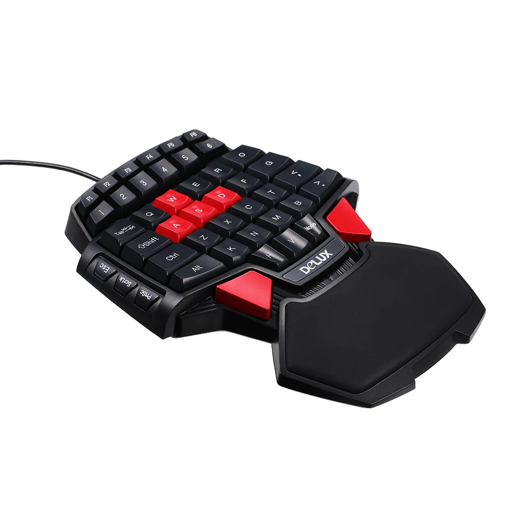 Beste Delux T9 Toetsenbord 47 Key Een Hand Gaming Toetsenbord Professionele Een Enkele Hand USB Bedrade Esport Gaming Toetsenbord voor Gamer