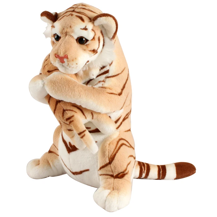 

creative simulation champagne tiger toy plush high quality tiger mother&baby doll gift about 38cm 2804