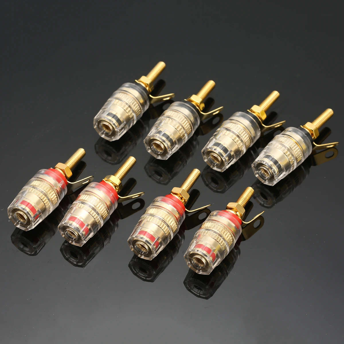 8pcs/lot 42mm Gold Plated Speaker Terminal Binding Post Amplifier Connector Suitable for 4mm Banana Plug