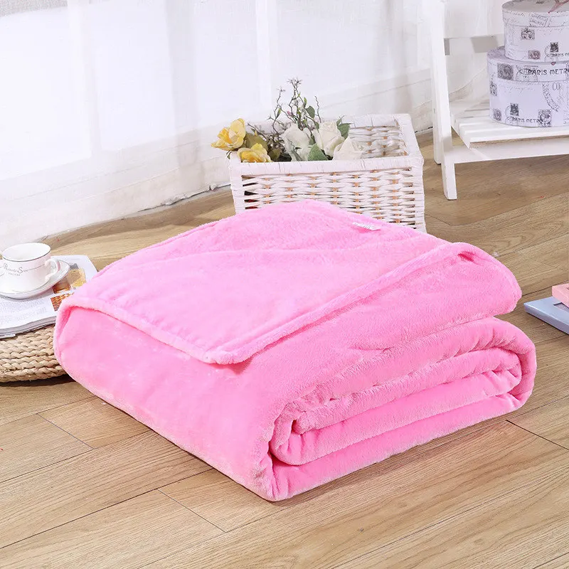 Фланель сплошной цвет Одеяло диван Постельное белье бросает мягкие пледы плоской простыня 150*200 см 180*200 см 200*230 см - Цвет: Pink