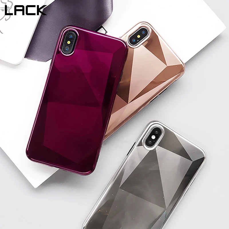 

LACK Fashion Glossy Geometric Art Couples Phone Case For iphone 7 Plus Plating Diamond Back Cover For iphone X XS Max 6 6S 7 8