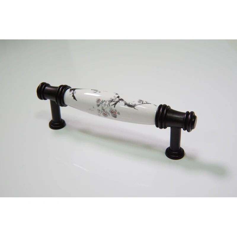 Wholesale 10pcs lot wash painting porcelain drawer handles,door handles and knobs,black kitchen