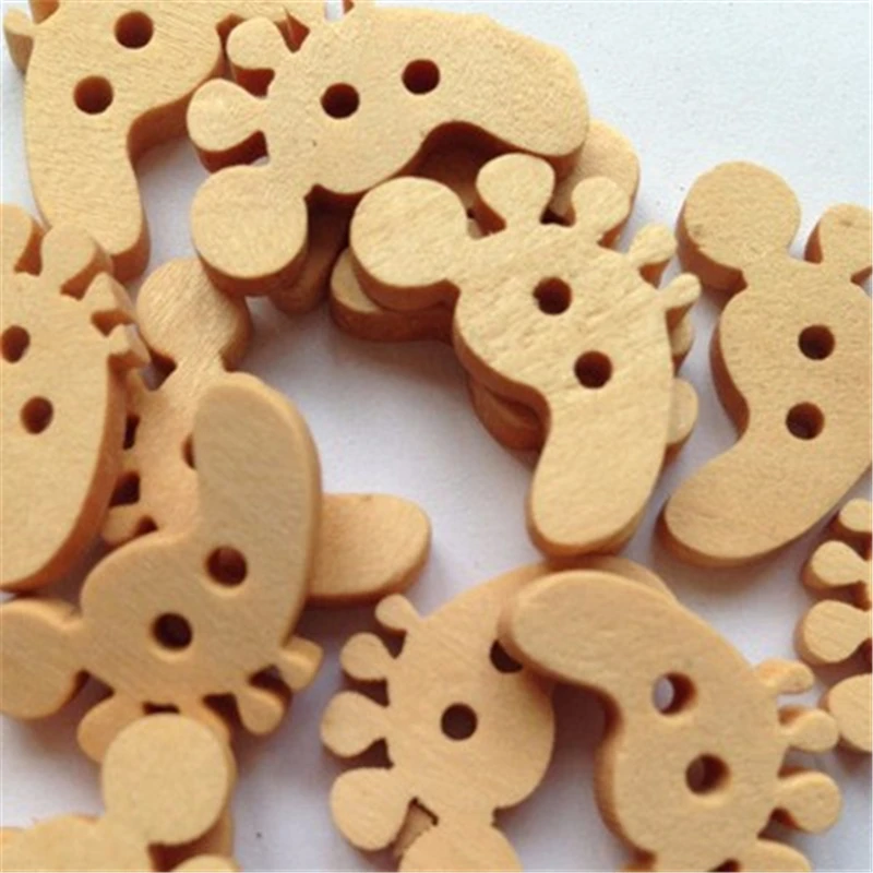 

100Pcs/Lot 2 Hole Feet Wood Buttons Home Clothing Decor Sewing Scrapbooking Card Making DIY 21mm for Wedding Decorations