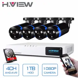 H. View безопасности Камера Системы 4ch CCTV система DVR безопасности Системы 4CH 1 ТБ 4x1080 P безопасности Камера 2.0mp Камера DIY Наборы