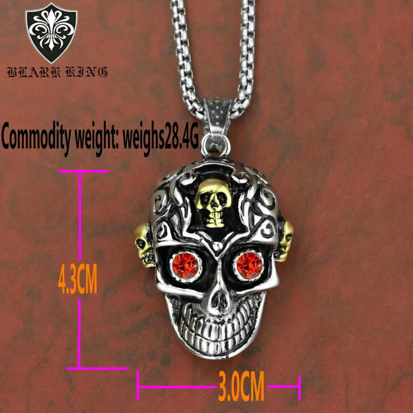 

New Recommended Men's Stainless Steel Golden Skull Pendant Domineering Personality Ghost Head Pendant