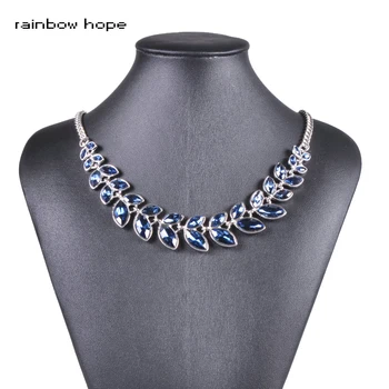 

Olive branch shape elegance crystal pendant choker necklaces fashion jewelry statement collier necklaces for women party dress