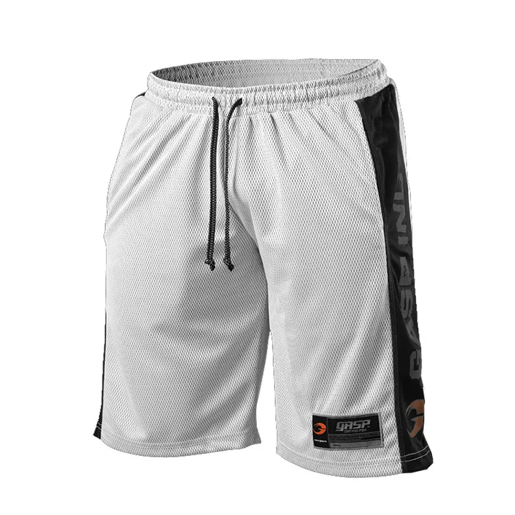 BINHIIRO Summer Men Casual Shorts Cotton Polyester Breathable Drawstring Straight Knee Length Letter Patchwork Men Sports Shorts