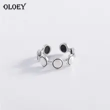 OLOEY, натуральная 925 пробы, серебряное регулируемое кольцо для женщин, корейские винтажные круглые плоские кольца с бусинами, хорошее ювелирное изделие, подарки YMR808