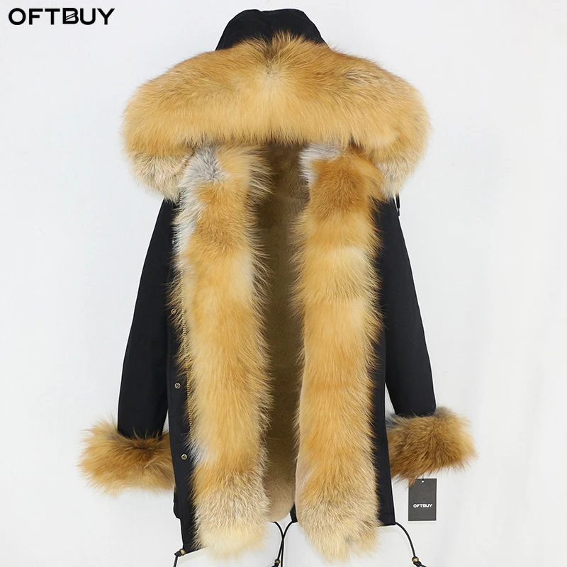 Женское пальто со съемной подкладкой OFTBUY длинная парка с капюшоном отделанным