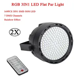 2 шт./лот светодиодный 169 шт. RGB 3в1 SMD 5050 светодиодный плоский Par свет с DMX512 звук вечерние сценический эффект свет для мытья DJ Дискотека Свадьба