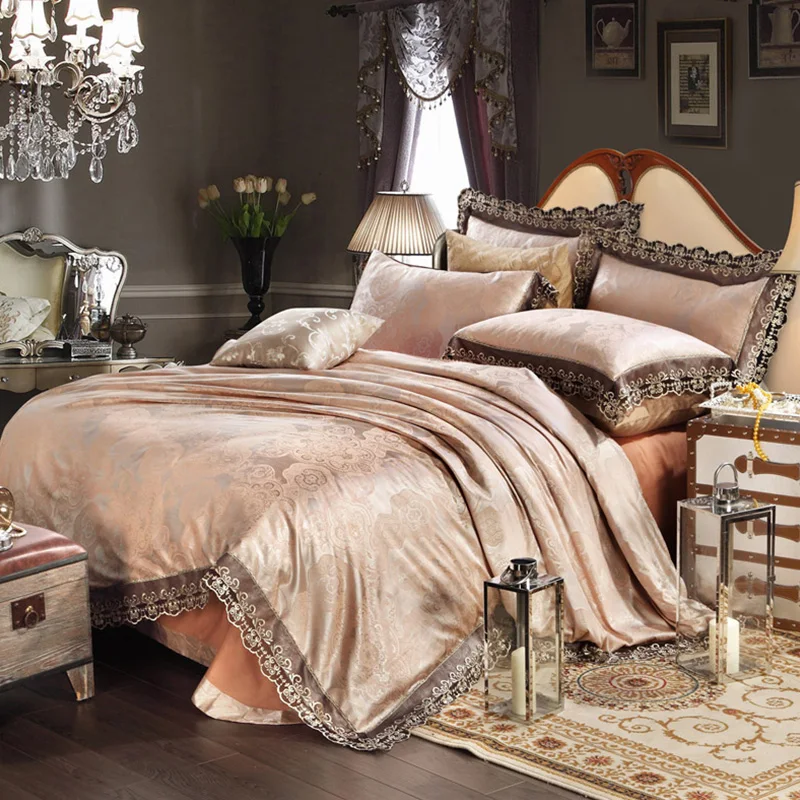 

4Pcs Modal Cotton Bedding Set Luxury Jacquard Silky Golden Series Include Duvet Cover Flat Sheet and Pillow Cases