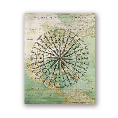 Винтажная карта Северной Америки, Парусный компас и Осьминог Кракен, морской океан, морские плакаты, Картина на холсте, принты - Цвет: PH3116