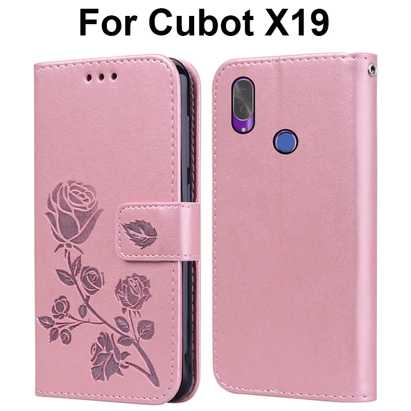Для Cubot X19 чехол 5,93 Роскошный кожаный бумажник флип чехол для Cubot X19 X 19 cuboxx19 силиконовый чехол с магнитным держателем - Цвет: Pink Leather Case