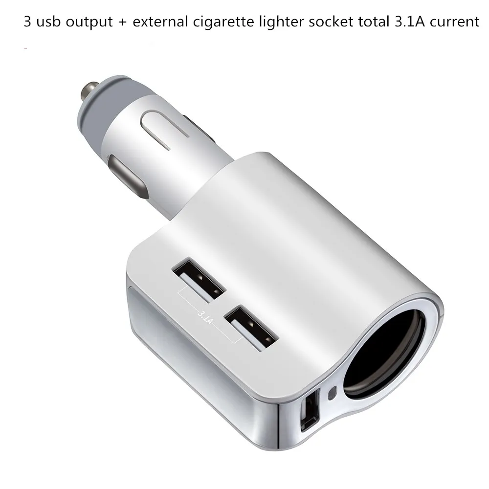 mobile Phone USB Car Charger 3.1A 3 Port Auto Cigarette Lighter Power