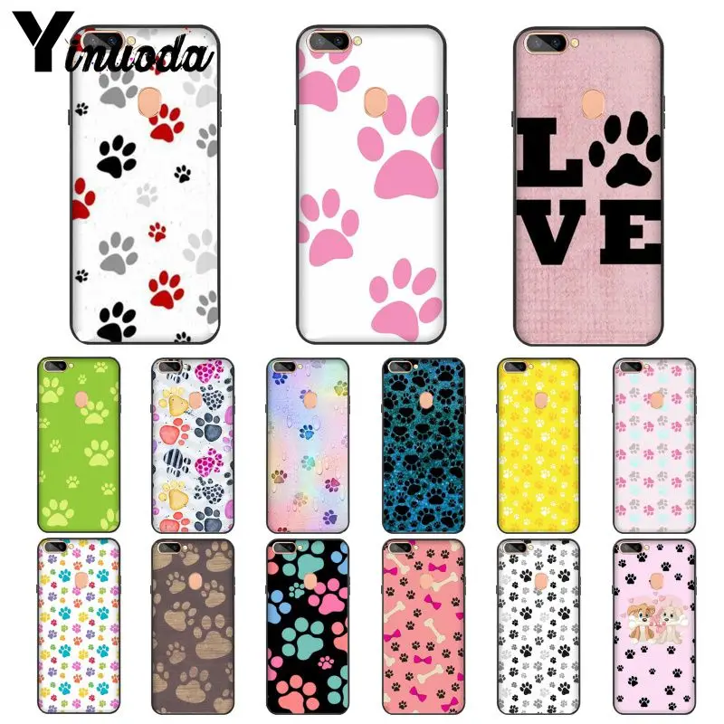 Yinuoda Dog Footprint Pattern Soft Silicone black Phone Case for OPPO R15 Mirror Dream R17/R17 Neo R17Pro Mobile Cover | Мобильные