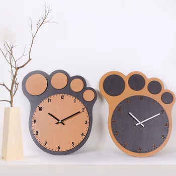 

2018 Wall clock Cartoon Footpad the watch clock Decorative wall clock modern design DIY Large horloge needle home living room