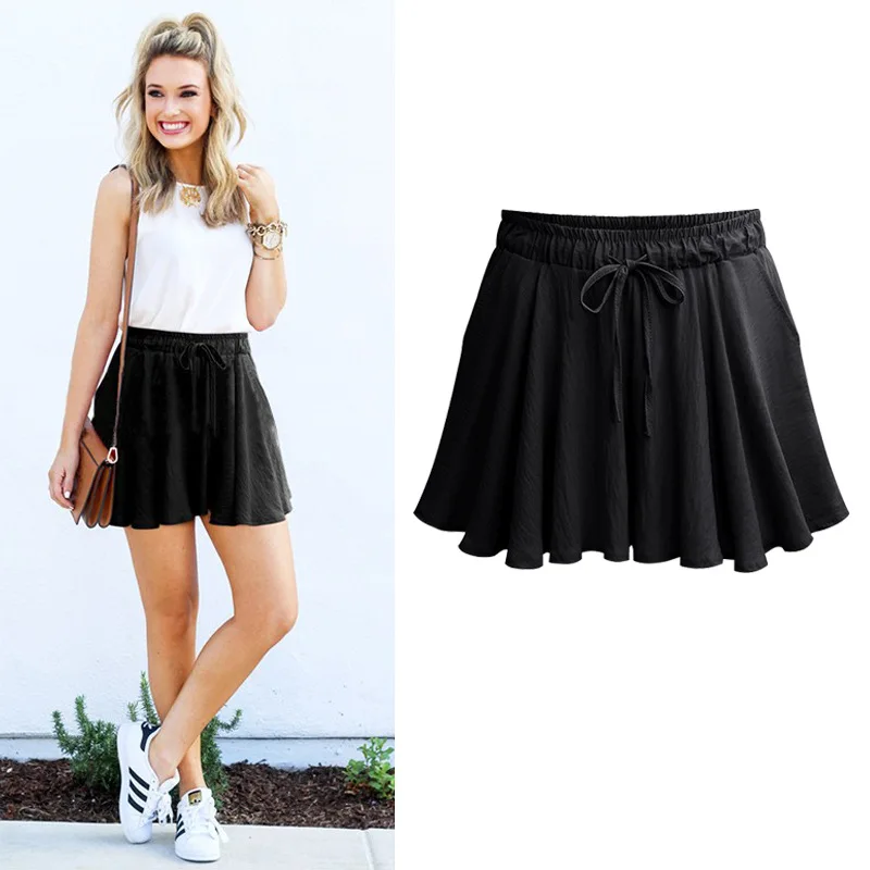 2017 Summer Plus size M-5XL Short women  Wide Leg Female Shorts Casual Loose Ladies Elastic waist With Pocket Short pants