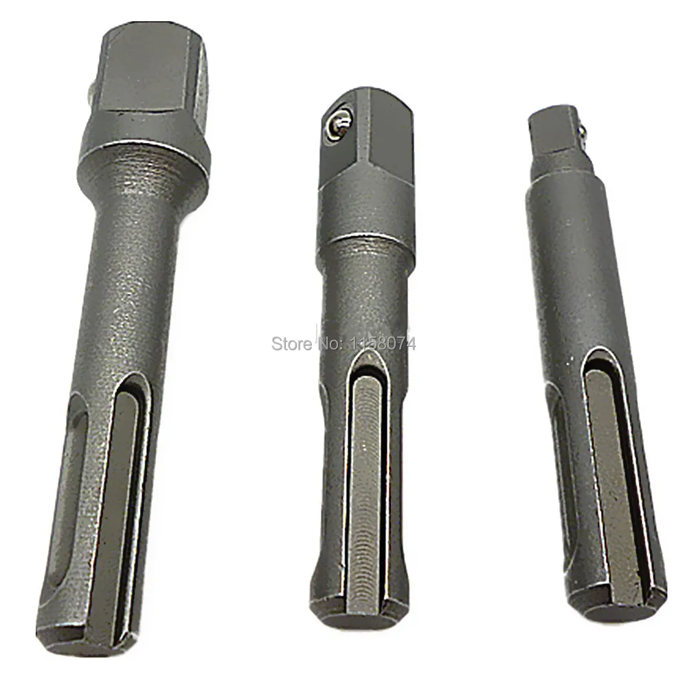 3pcs Sds Plus Drill Socket Adapter Converter Extension Bar Sds Socket