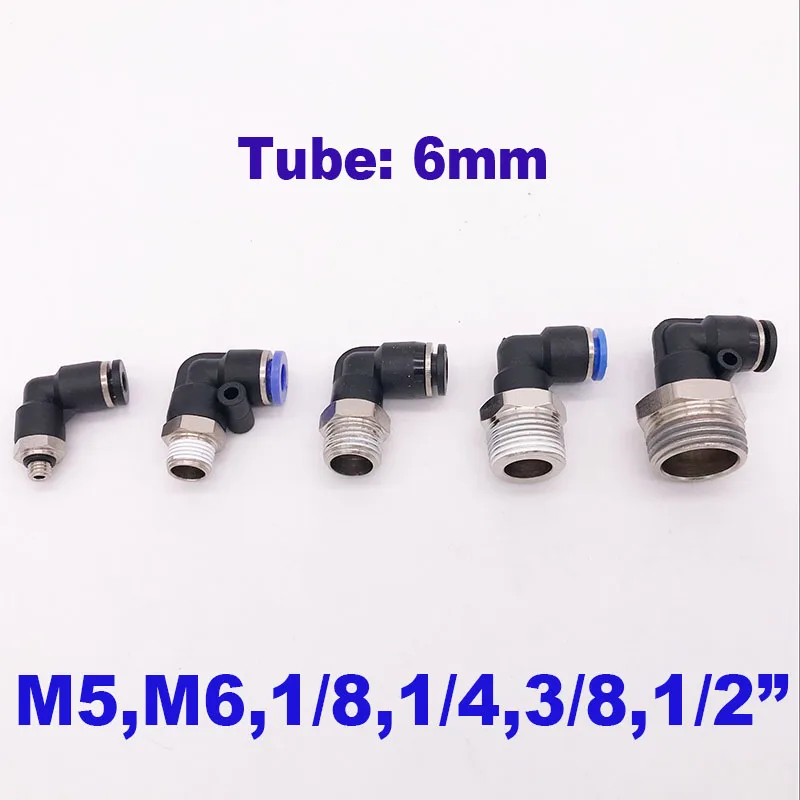 Тип L 6 мм M5 M6 1/8 1/4 3/8 1/2 резьбовой коленчатый соединитель 90 градусов PL M5/M6 // 01/02/03/04