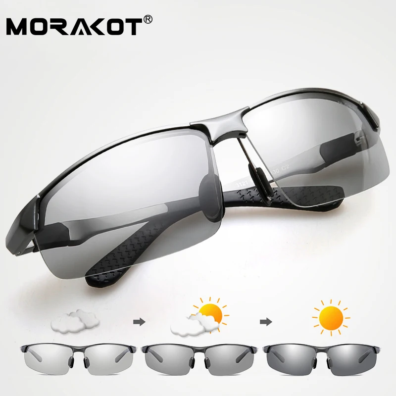 Моракот фотохромные очки Для мужчин поляризационные обесцвечивание солнечные очки для вождения антибликовое очки UV400 P003121