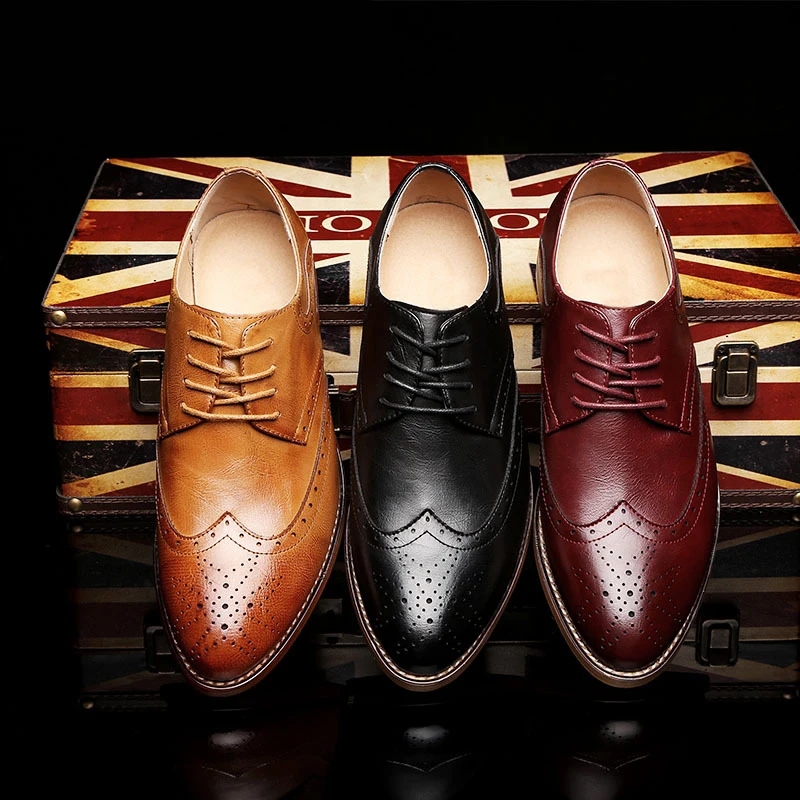 

2019 Genuine Leather Men formal shoes elegant business wedding social mens dress shoes #MP191-111