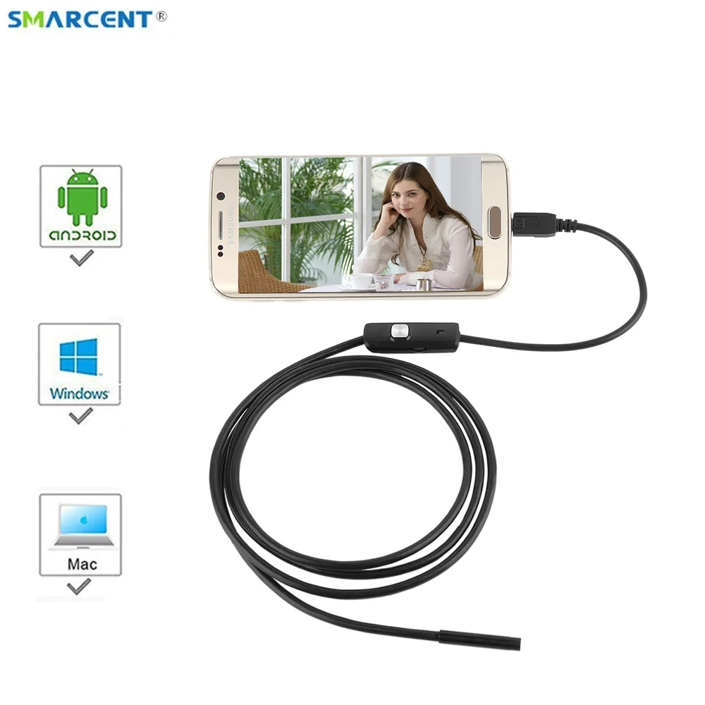 1 м 2 3 5 10 мм мини-объектив камеры Android OTG USB эндоскоп для осмотра змеиной трубы
